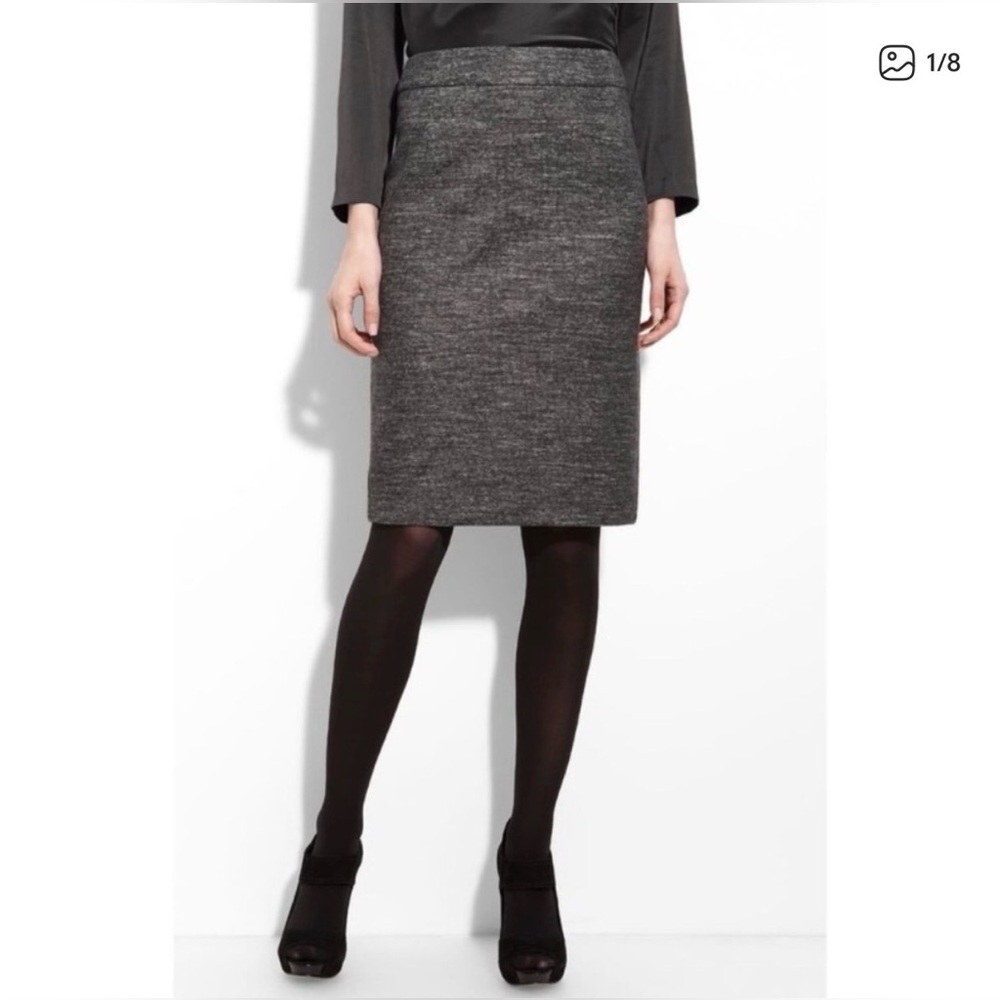Theory Black Speckled Wool-Blend Pencil Skirt 8